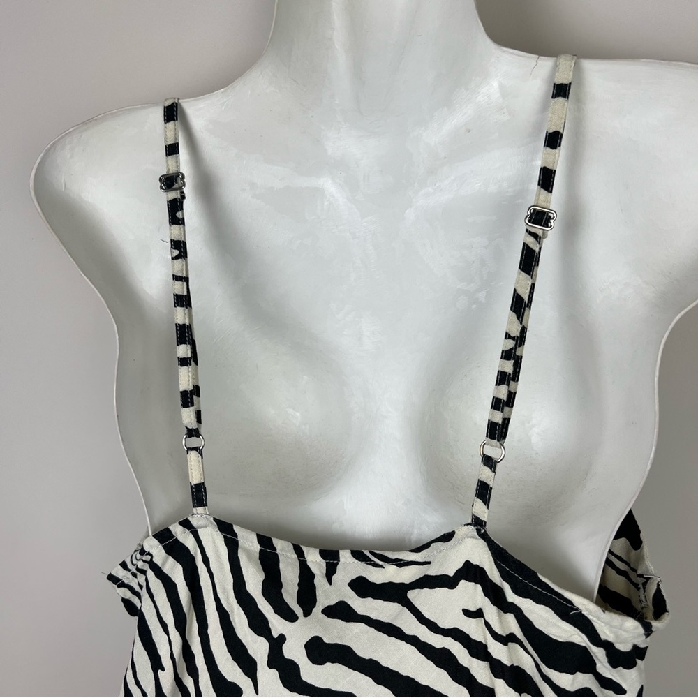 Tree of Life Mini Dress Tan Brown Zebra Animal Print African Boho Rayon Size L - Picture 8 of 11